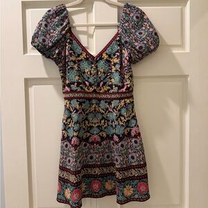 Alice + Olivia Multicolor Puff Sleeve Mini Dress